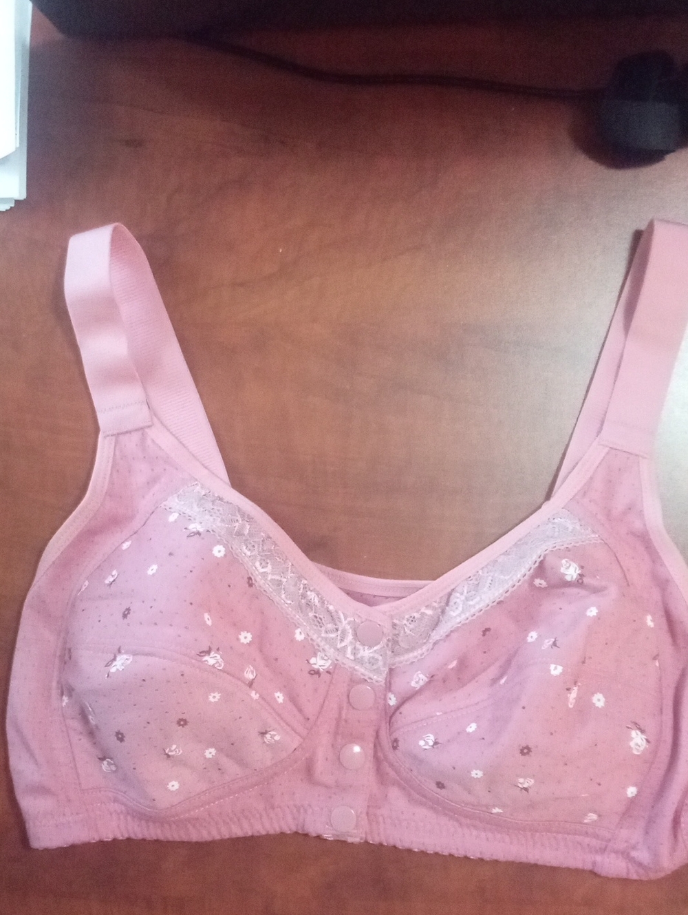Pink Embroidered Front Close Bra Large New NWOT Light Padding